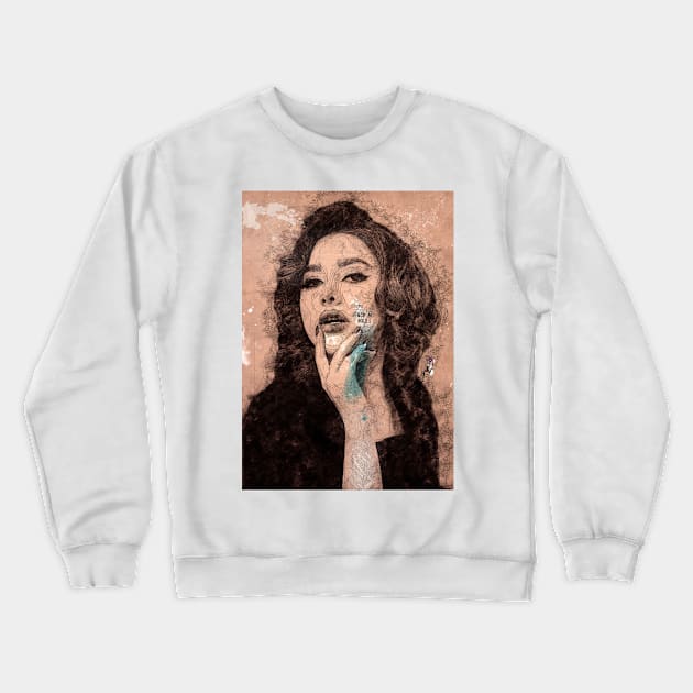 Girl with curly hair portrait Crewneck Sweatshirt by simonrudd